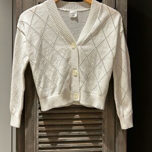 Abercrombie Kids White Cropped Cardigan Sweater